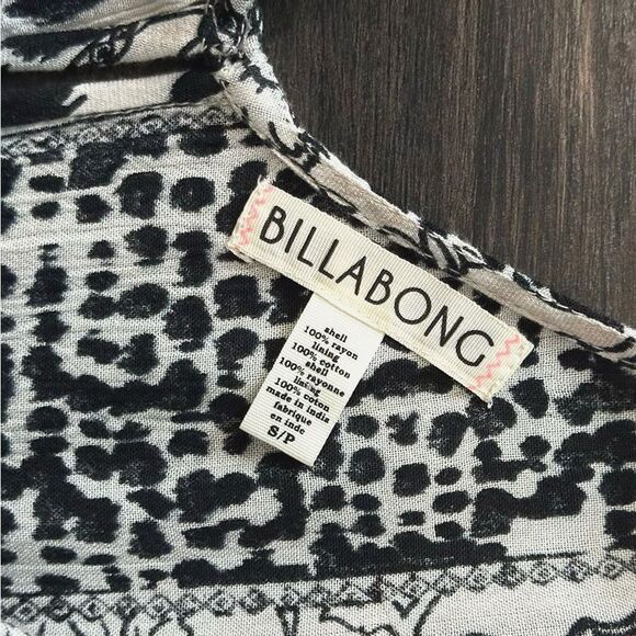 Billabong Sleeveless Dress Cotton Black White Block Pattern Women’s Size Small - Picture 7 of 7